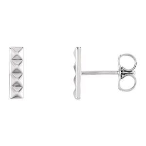 2.5mm x 9mm (3/8 Inch) Sterling Silver Small Pyramid Bar Earrings